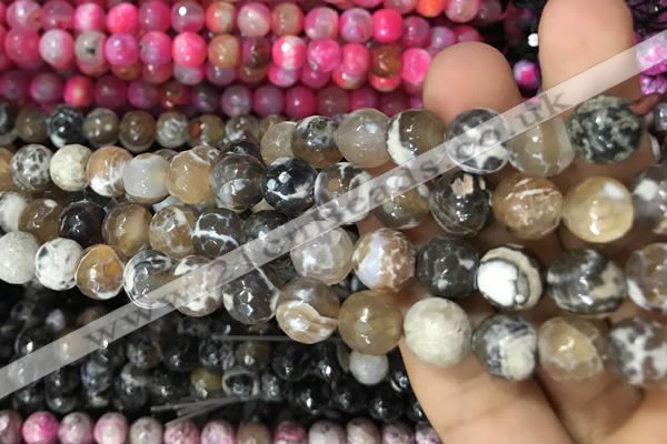 CAA3083 15 inches 10mm faceted round fire crackle agate beads wholesale