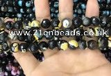 CAA3089 15 inches 10mm faceted round fire crackle agate beads wholesale