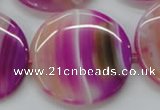 CAA311 15.5 inches 34mm flat round fuchsia line agate beads