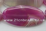 CAA313 15.5 inches 30*60mm oval fuchsia line agate beads