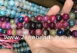 CAA3135 15 inches 12mm faceted round fire crackle agate beads wholesale
