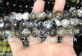 CAA3136 15 inches 12mm faceted round fire crackle agate beads wholesale