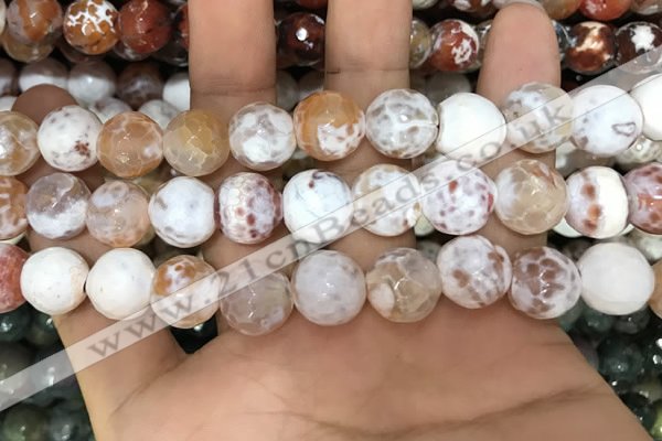 CAA3140 15 inches 12mm faceted round fire crackle agate beads wholesale