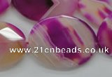 CAA315 15.5 inches 20*26mm faceted oval fuchsia line agate beads