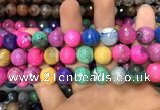 CAA3150 15 inches 12mm faceted round fire crackle agate beads wholesale