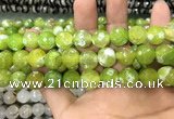 CAA3154 15 inches 12mm faceted round fire crackle agate beads wholesale