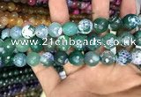 CAA3155 15 inches 12mm faceted round fire crackle agate beads wholesale