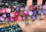 CAA3156 15 inches 12mm faceted round fire crackle agate beads wholesale