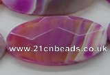 CAA317 15.5 inches 30*60mm faceted oval fuchsia line agate beads