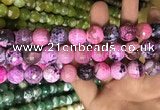 CAA3185 15 inches 14mm faceted round fire crackle agate beads wholesale