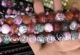 CAA3187 15 inches 14mm faceted round fire crackle agate beads wholesale