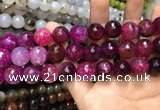 CAA3192 15 inches 14mm faceted round fire crackle agate beads wholesale