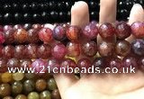 CAA3197 15 inches 14mm faceted round fire crackle agate beads wholesale