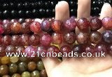 CAA3197 15 inches 14mm faceted round fire crackle agate beads wholesale