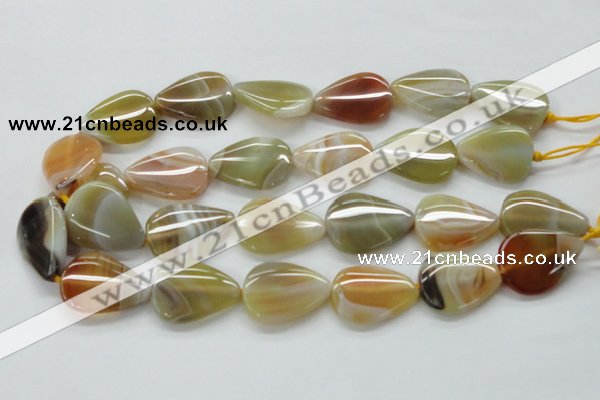 CAA320 15.5 inches 22*32mm flat teardrop yellow line agate beads