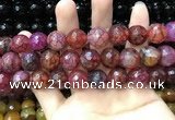 CAA3200 15 inches 14mm faceted round fire crackle agate beads wholesale