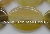 CAA321 15.5 inches 30*40mm oval yellow line agate beads