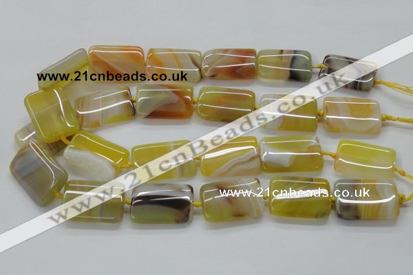 CAA322 15.5 inches 22*32mm rectangle yellow line agate beads