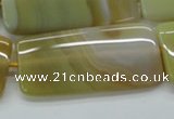 CAA323 15.5 inches 24*50mm rectangle yellow line agate beads