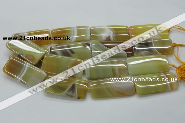 CAA323 15.5 inches 24*50mm rectangle yellow line agate beads