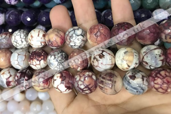 CAA3235 15 inches 16mm faceted round fire crackle agate beads wholesale