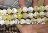 CAA3236 15 inches 16mm faceted round fire crackle agate beads wholesale