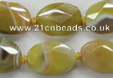 CAA324 15.5 inches 18*25mm faceted oval yellow line agate beads