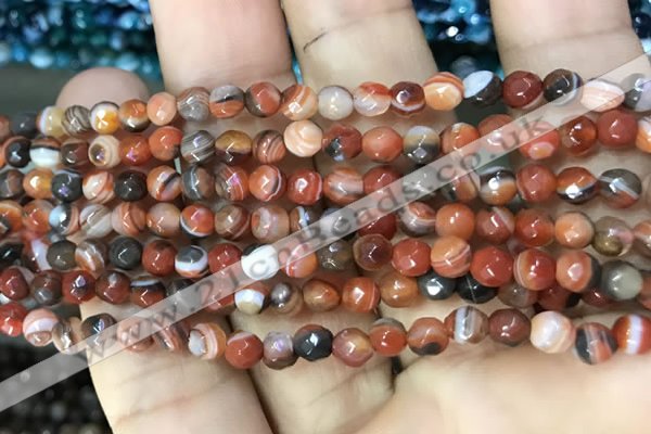 CAA3253 15 inches 4mm faceted round line agate beads wholesale