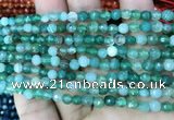 CAA3255 15 inches 4mm faceted round line agate beads wholesale