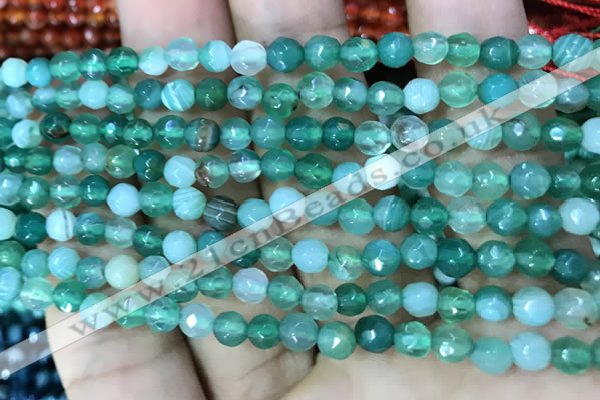 CAA3255 15 inches 4mm faceted round line agate beads wholesale