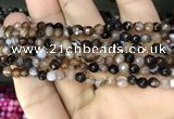 CAA3256 15 inches 4mm faceted round line agate beads wholesale