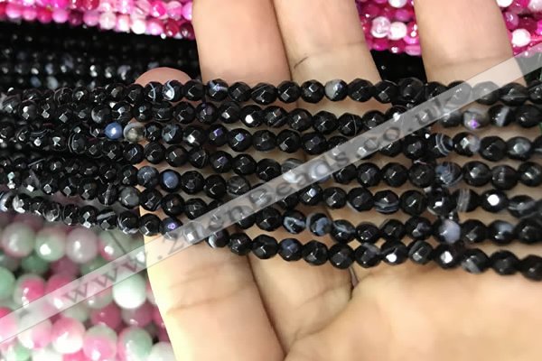 CAA3257 15 inches 4mm faceted round line agate beads wholesale