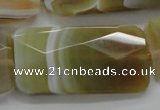 CAA327 15.5 inches 25*50mm faceted rectangle yellow line agate beads