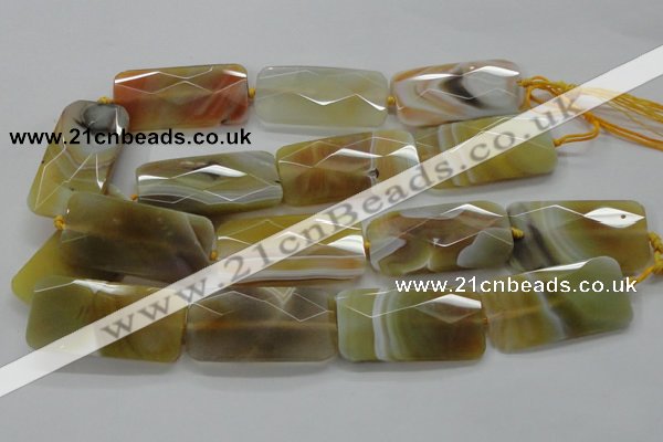 CAA327 15.5 inches 25*50mm faceted rectangle yellow line agate beads