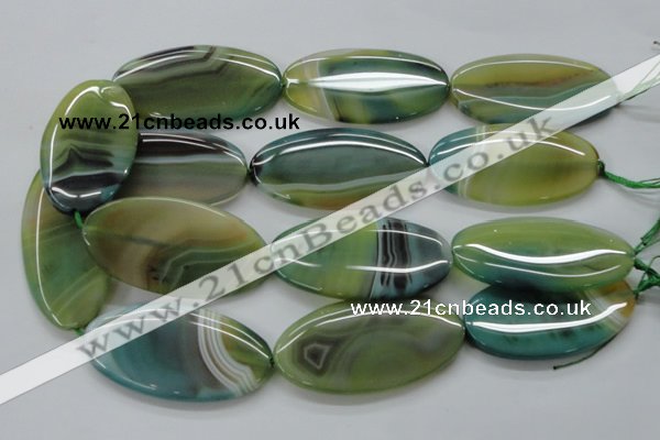 CAA330 15.5 inches 30*40mm oval green line agate beads