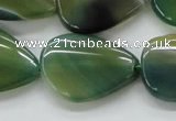 CAA331 15.5 inches 22*28mm flat teardrop green line agate beads