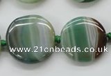 CAA332 15.5 inches 24mm flat round green line agate beads