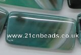 CAA334 15.5 inches 25*50mm rectangle green line agate beads