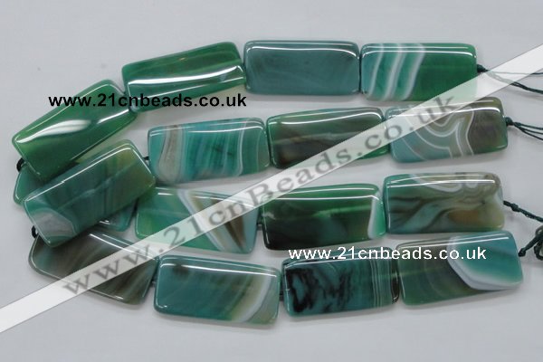 CAA334 15.5 inches 25*50mm rectangle green line agate beads