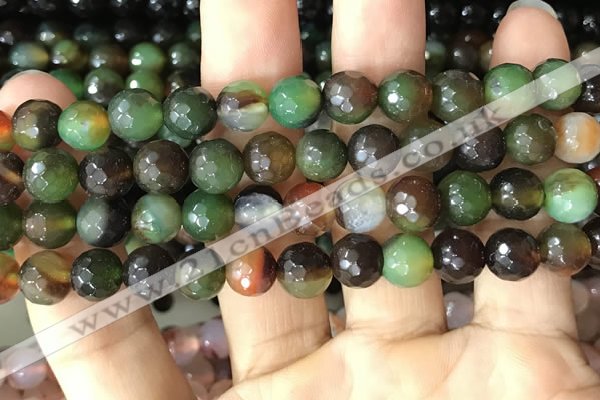CAA3346 15 inches 8mm faceted round agate beads wholesale