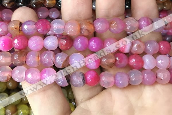 CAA3351 15 inches 8mm faceted round agate beads wholesale