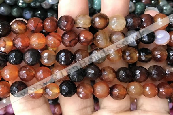 CAA3352 15 inches 8mm faceted round agate beads wholesale