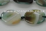 CAA337 15.5 inches 18*25mm faceted oval green line agate beads