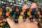 CAA3383 15 inches 10mm faceted round agate beads wholesale