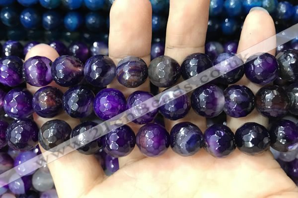 CAA3402 15 inches 12mm faceted round agate beads wholesale