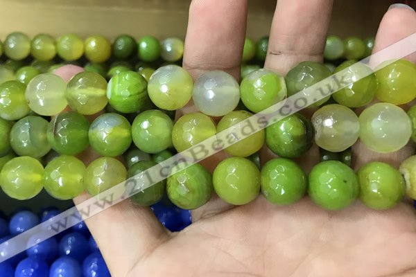 CAA3405 15 inches 12mm faceted round agate beads wholesale