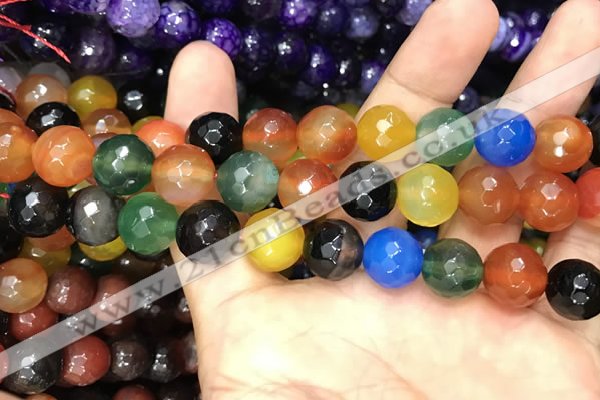 CAA3413 15 inches 12mm faceted round agate beads wholesale