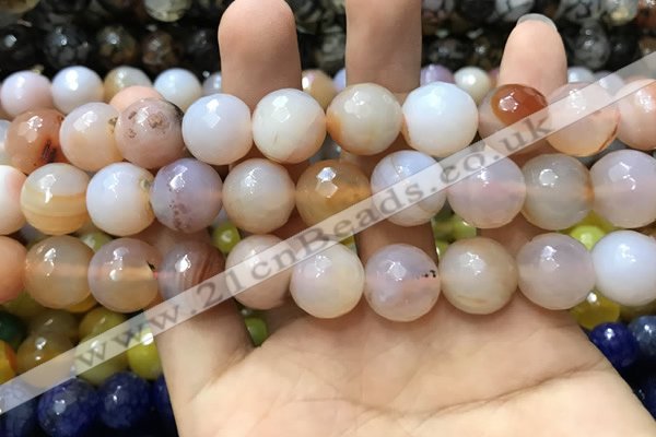 CAA3421 15 inches 14mm faceted round agate beads wholesale