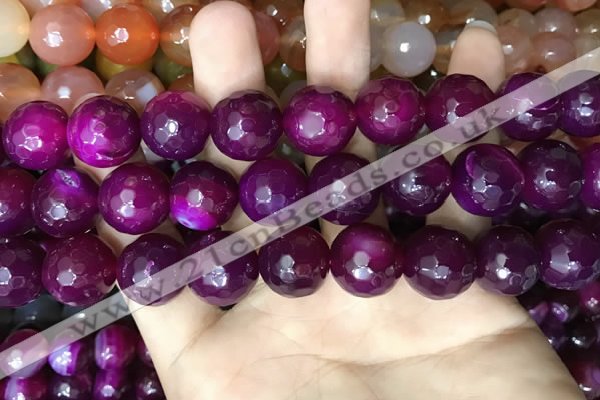 CAA3426 15 inches 14mm faceted round agate beads wholesale