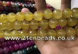 CAA3429 15 inches 14mm faceted round agate beads wholesale